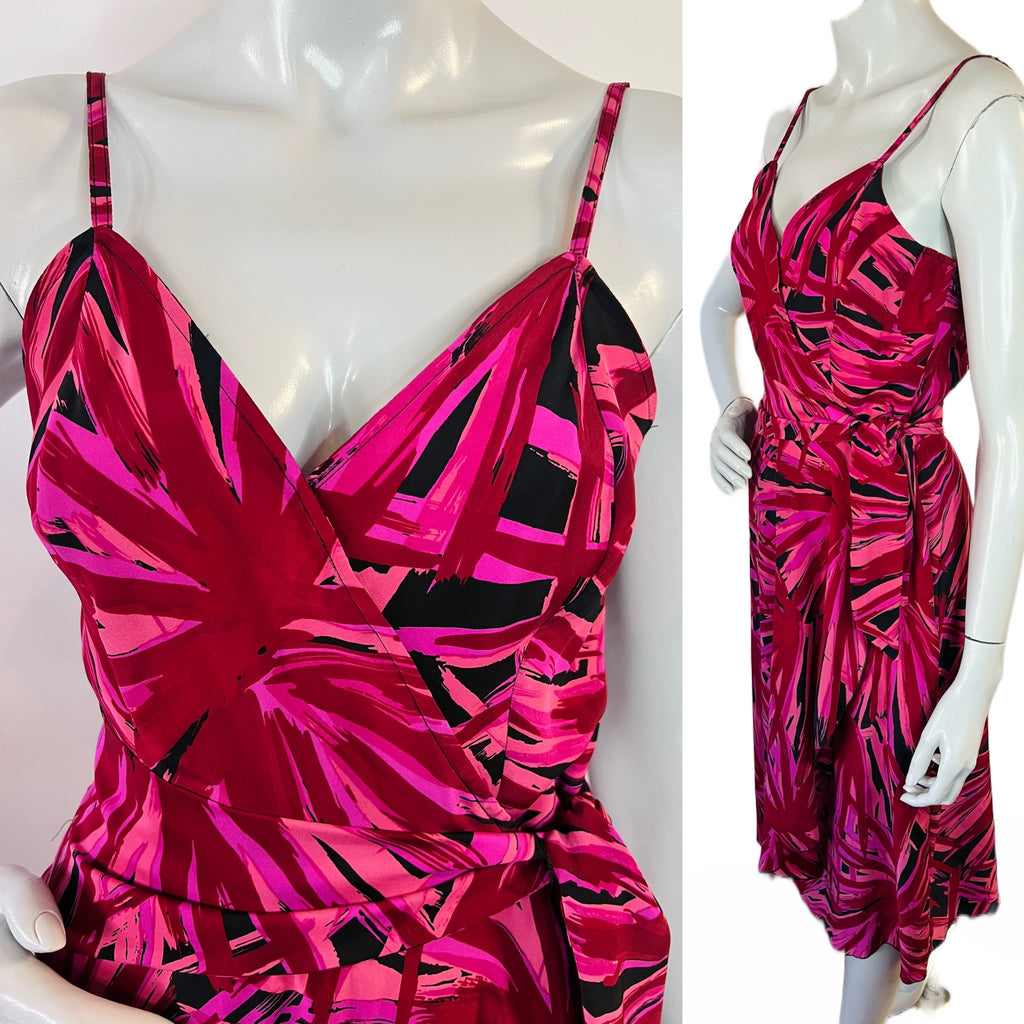 Betsey Johnson 1990s Magenta Raspberry Silk Dress — vintage 1990s Betsey Johnson dress in pink