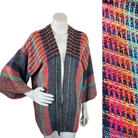 Peggy Kondo handwoven rainbow jacket available now at Empress Vintage in San Francisco!