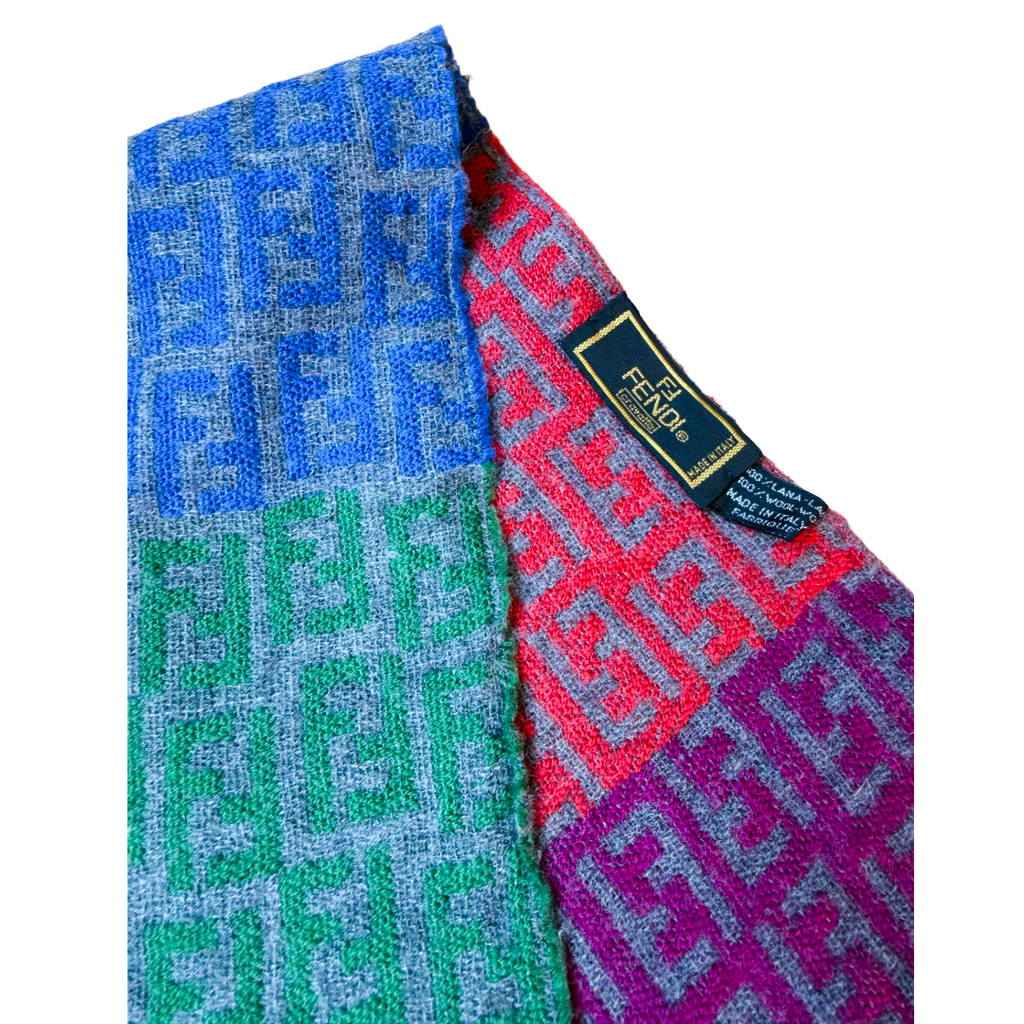 Fendi Rare Rainbow Wool Scarf — vintage Fendi scarf in multicolour