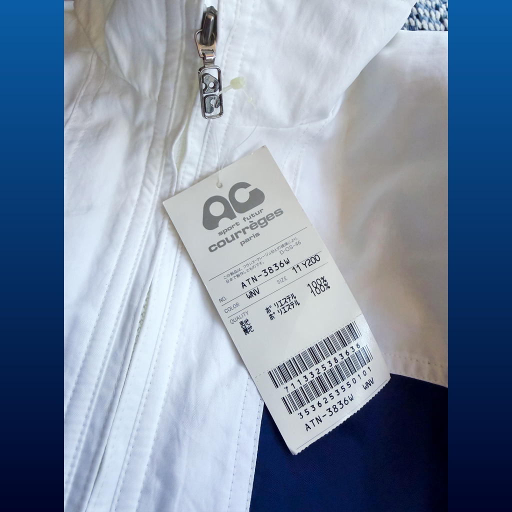 1990s Courrèges Sport Futur White and Blue Color Block Track Jacket — vintage 1990s Courrèges jacket in white, blue