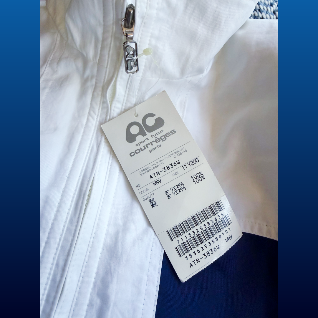 1990s Courrèges Sport Futur White and Blue Color Block Track Jacket — vintage 1990s Courrèges jacket in white, blue
