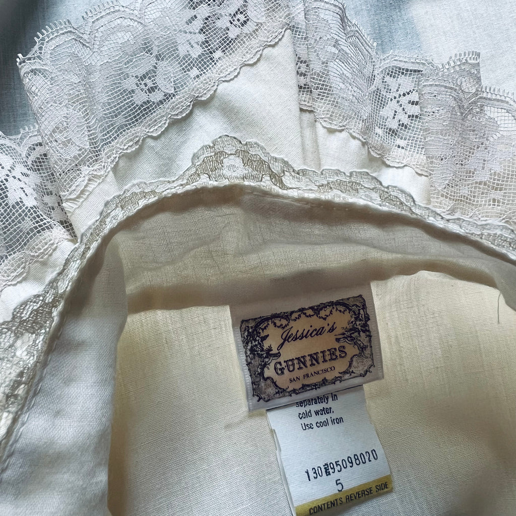 Gunne Sax Creme Victoriana Lace + Cotton Blouse — vintage 1970s Gunne Sax top