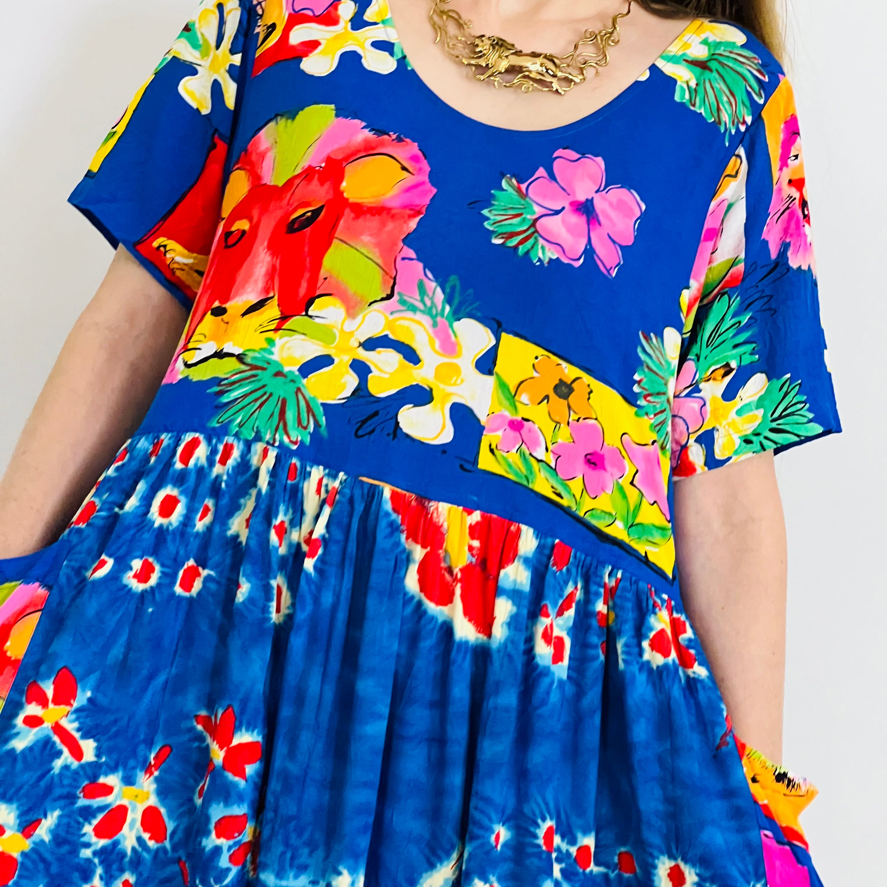 Jams World Lion Print 1990s Sun Dress — vintage 1990s Jams World dress