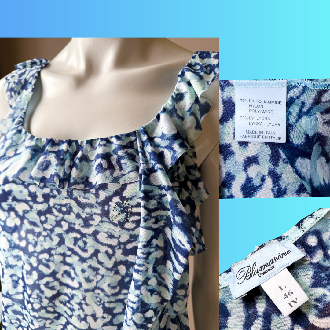 Blumarine Sheer Blue Ruffle Tank — vintage 2000s Blumarine top in blue