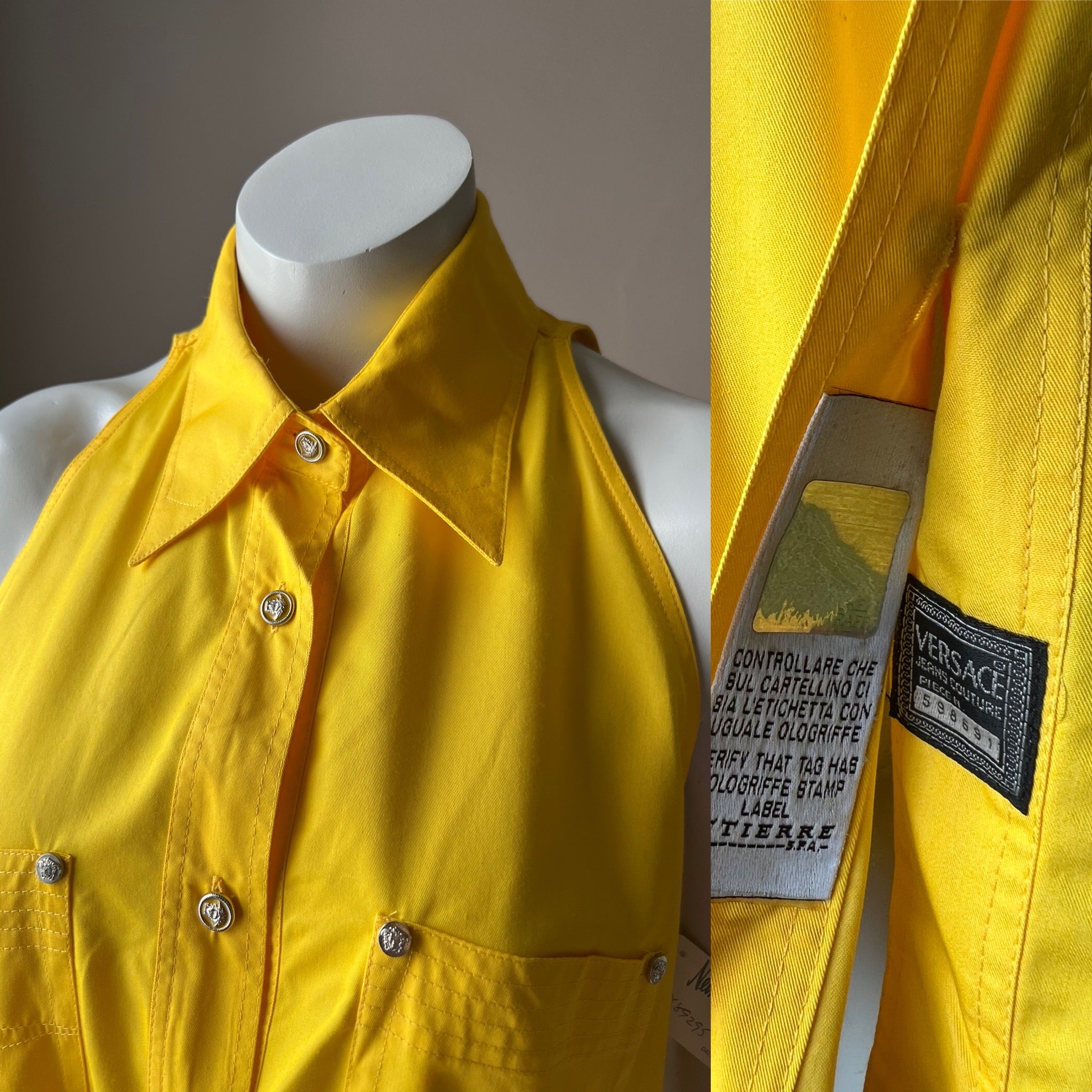 Versace JC 90s Banana Yellow Tunic Top — vintage 1990s Versace caftan in yellow