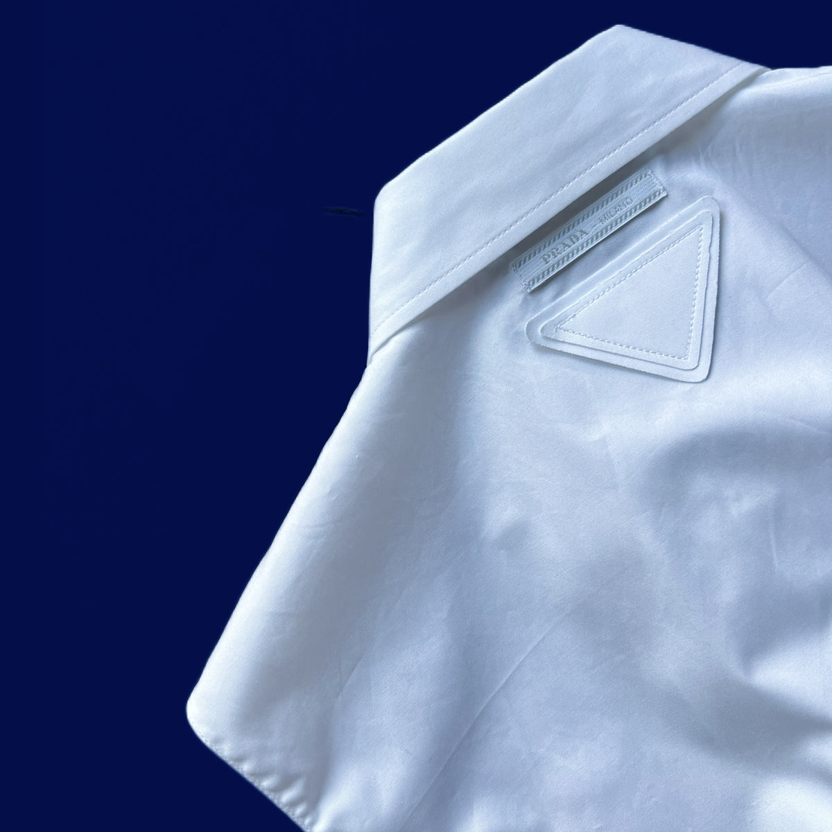Prada Poplin Ruffled Cropped Blouse New w Tags — vintage Prada top