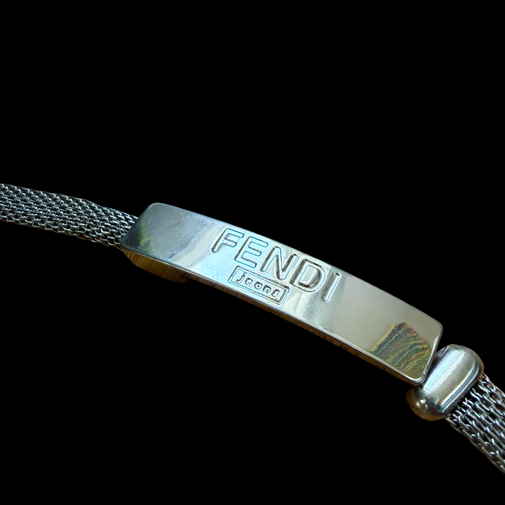 Fendi Jeans 90s Silver Mesh Belt — vintage 1990s Fendi belt in silver