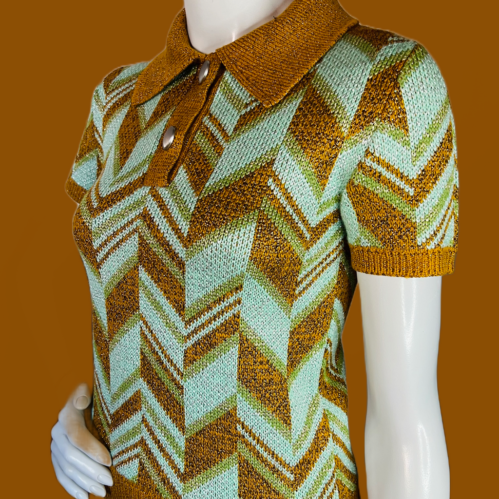 Miu Miu 2014 Metallic Knit Chevron Sweater — vintage Miu Miu knit