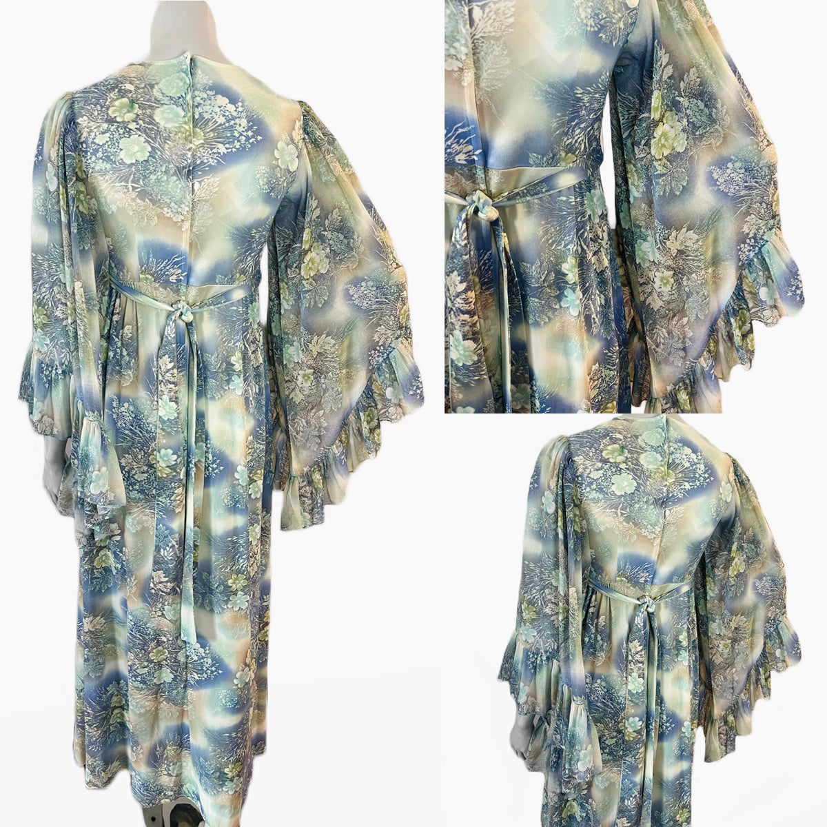 Angel Sleeve 1970s Ethereal Romance Maxi Dress — vintage 1970s dress