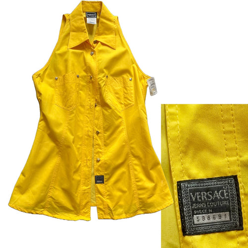 Versace JC 90s Banana Yellow Tunic Top — vintage 1990s Versace caftan in yellow