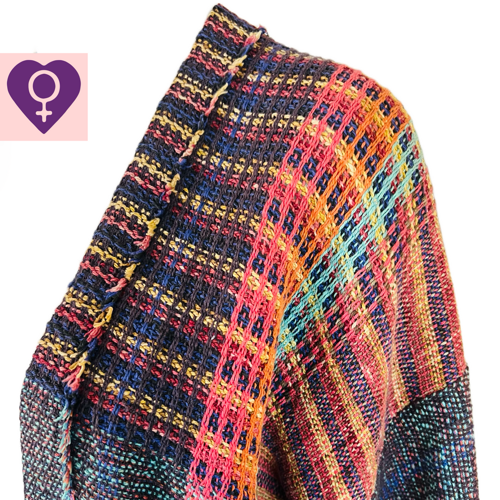 Peggy Kondo Rainbow Hand Woven Jacket — vintage Peggy Kondo top in multicolour