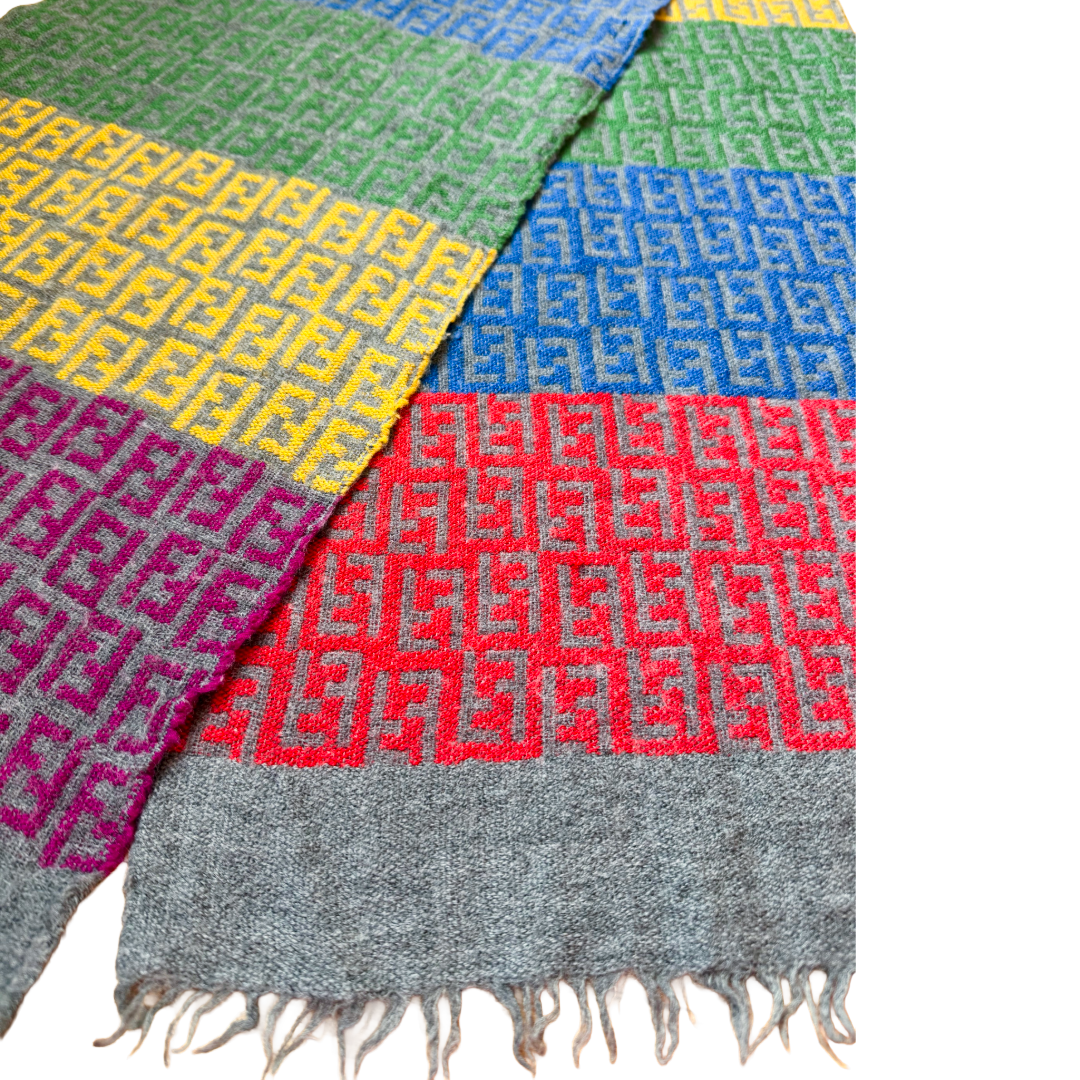 Fendi Rare Rainbow Wool Scarf — vintage Fendi scarf in multicolour