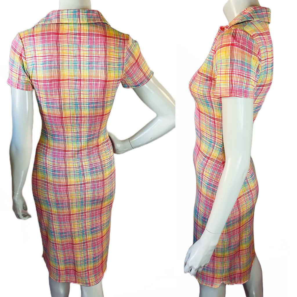 Diane Von Furstenberg Rainbow Silk Collared Dress — vintage Diane Von Furstenberg dress in multicolour