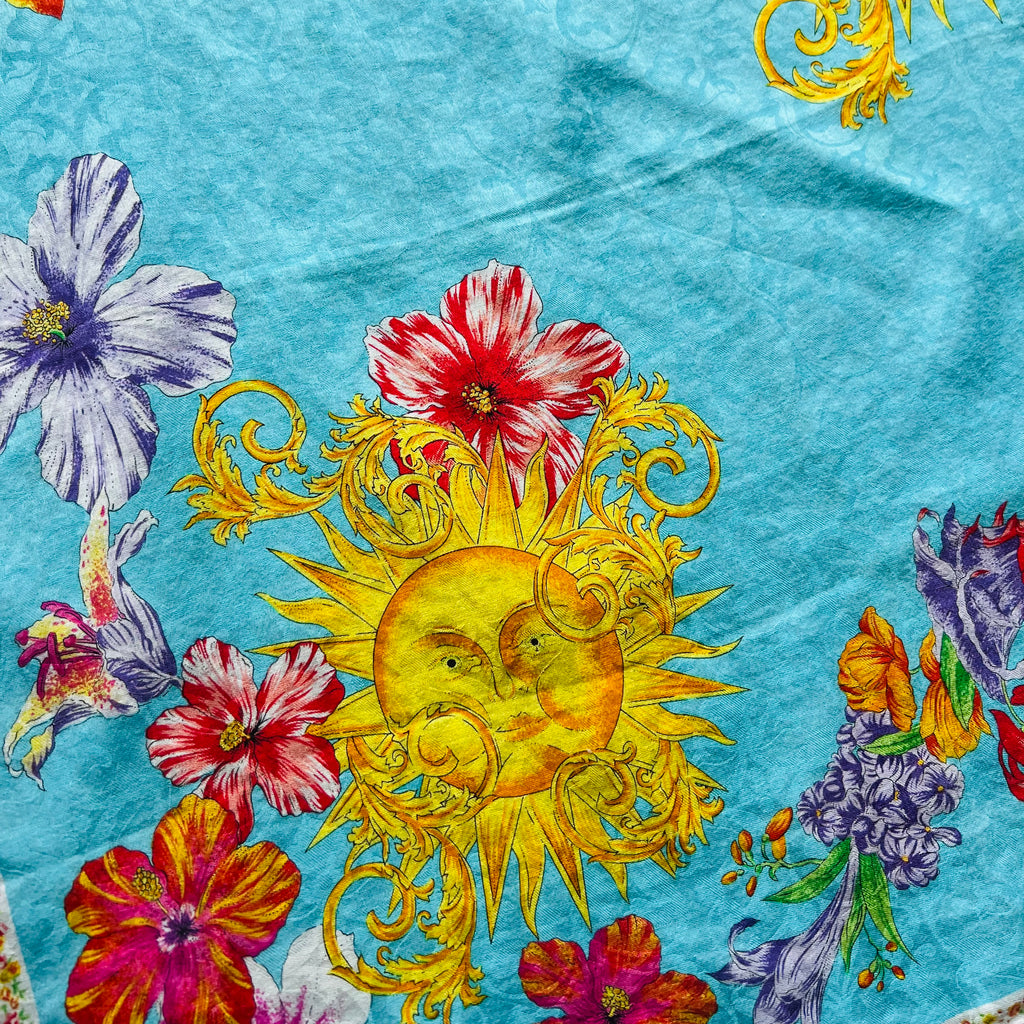 Gianni Versace 90s Tropical Baroque Sun Scarf — vintage 1990s Versace scarf in pink