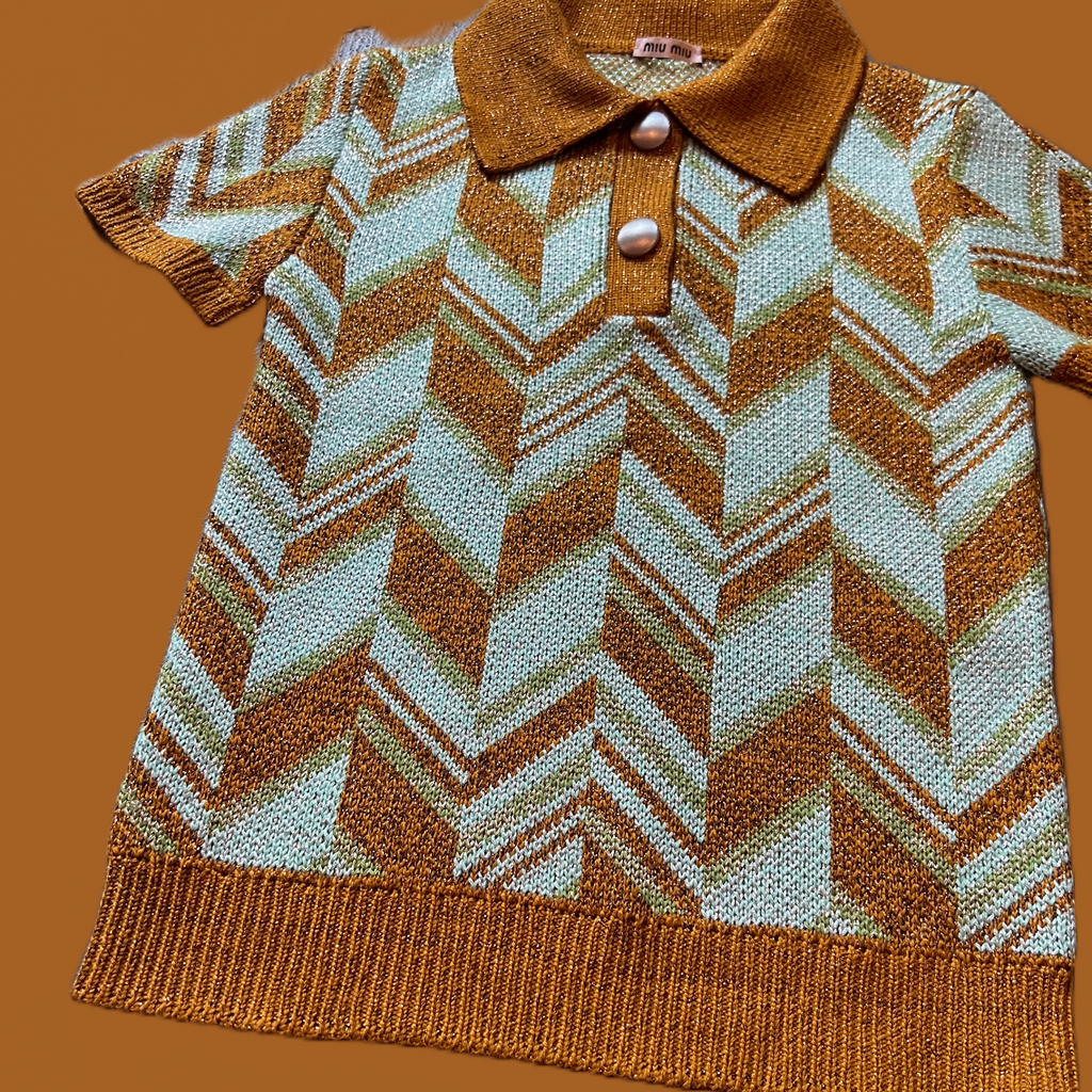 Miu Miu 2014 Metallic Knit Chevron Sweater — vintage Miu Miu knit