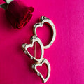 Courrèges Triple Heart Crystal Gold Brooch — vintage Courrèges jewellery in gold