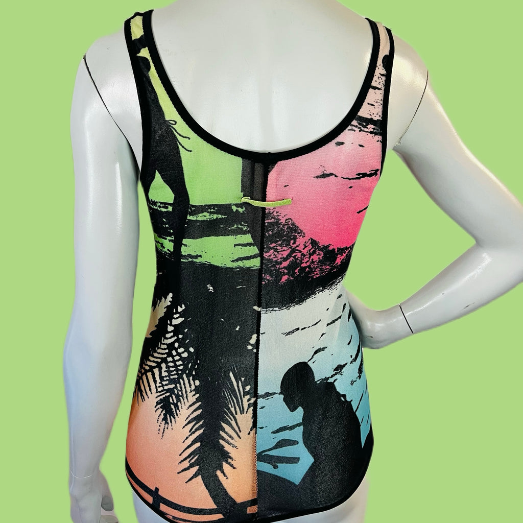 Jean Paul Gaultier Beach Scene Mesh Tank — vintage Jean Paul Gaultier top