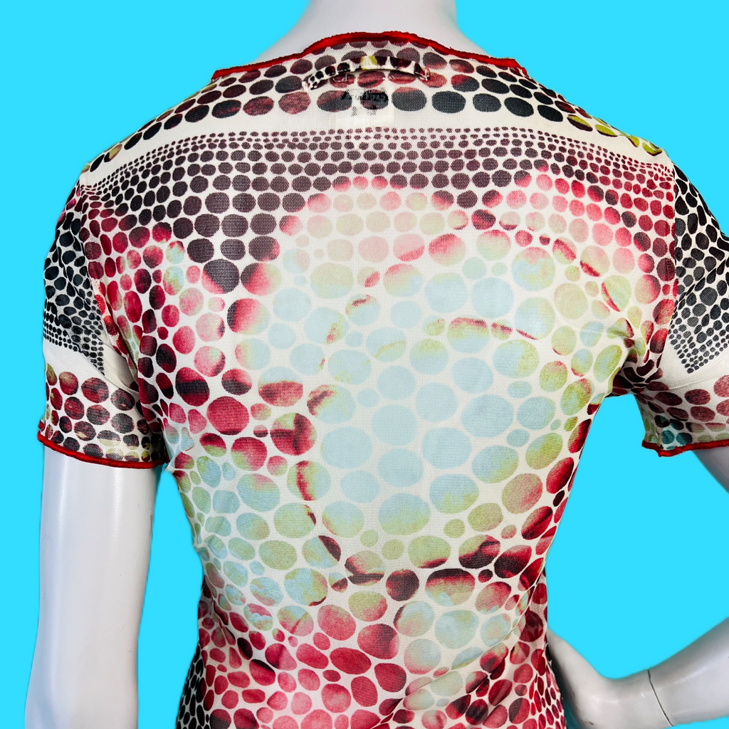 Jean Paul Gaultier FEMME Psychedelic Mesh Top — vintage 1960s Jean Paul Gaultier top in multicolour