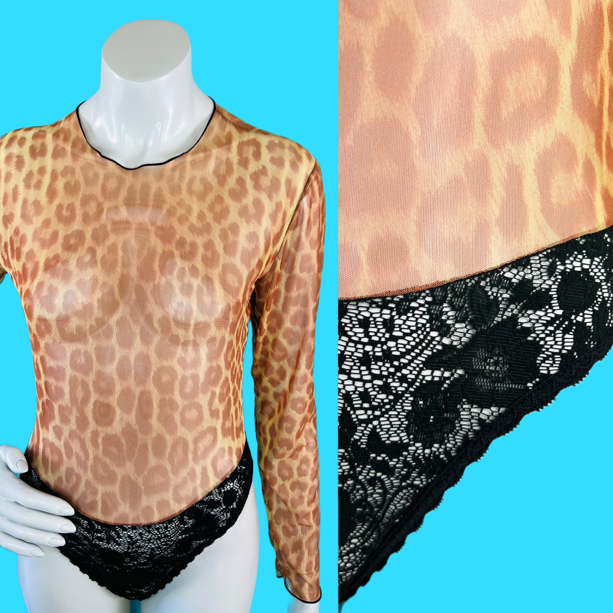 Guy Laroche Mesh Leopard Print & Lace Bodysuit – Empress Vintage