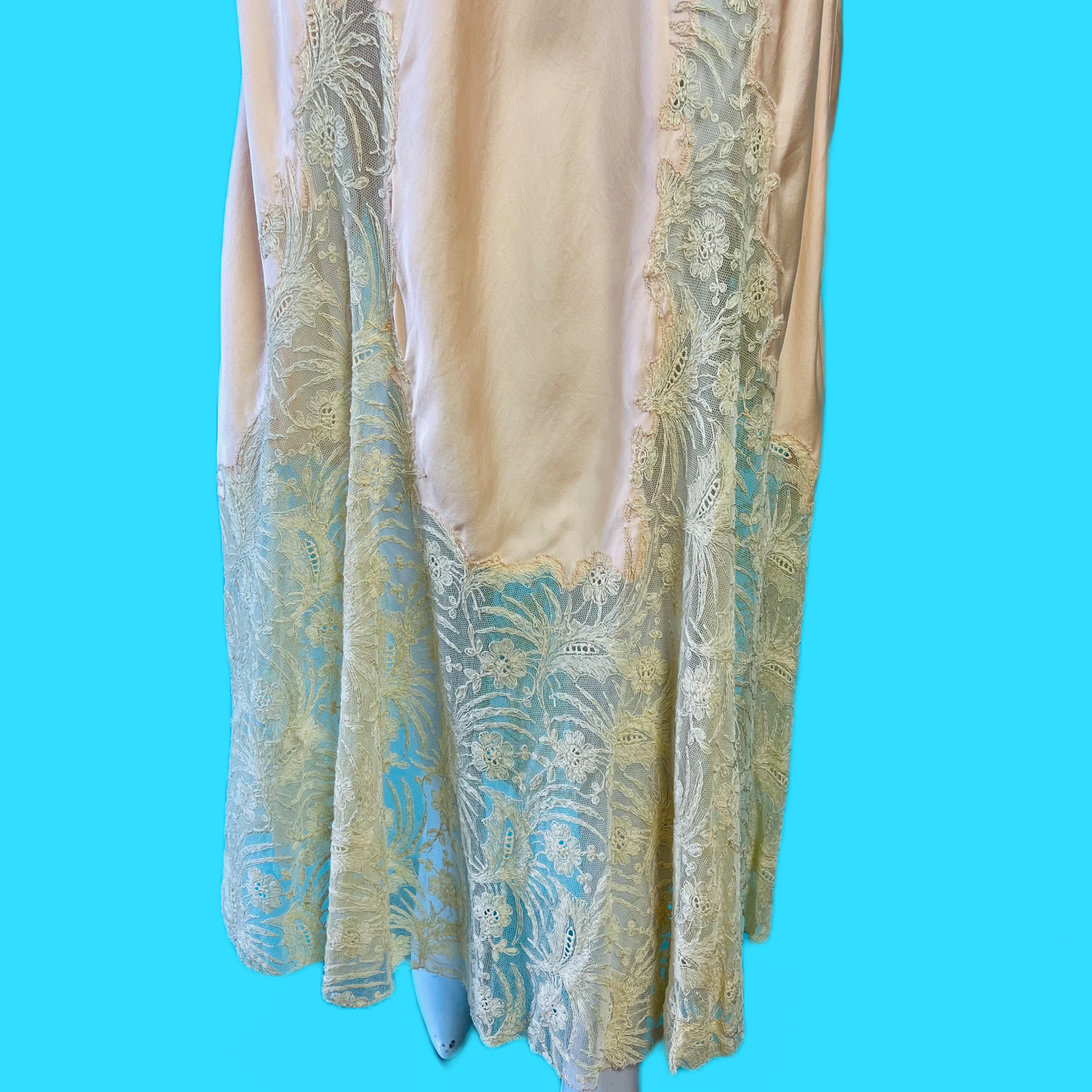 1940s Bias Cut Lace Pink Slip Dress — vintage 1940s dress in pink