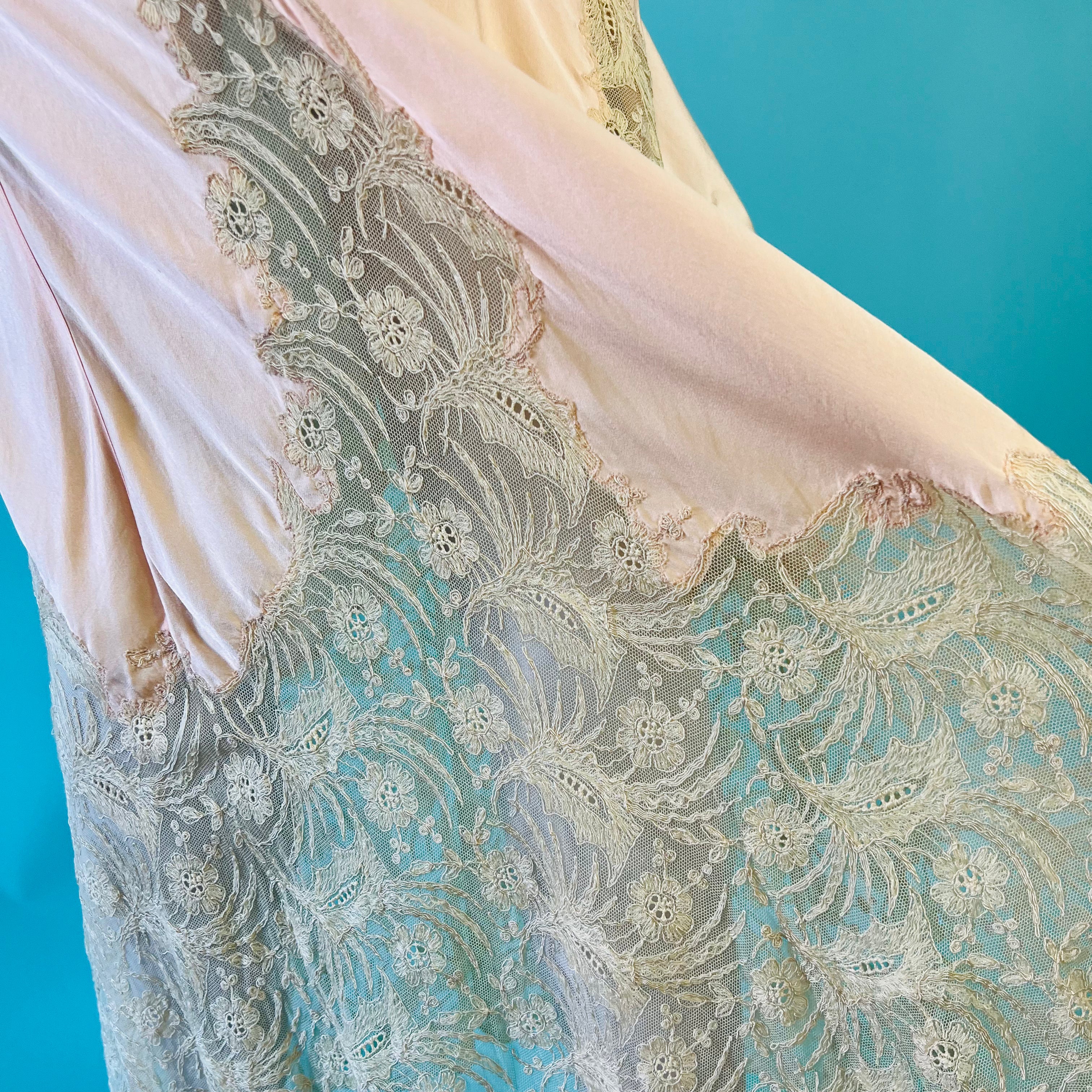 1940s Bias Cut Lace Pink Slip Dress — vintage 1940s dress in pink