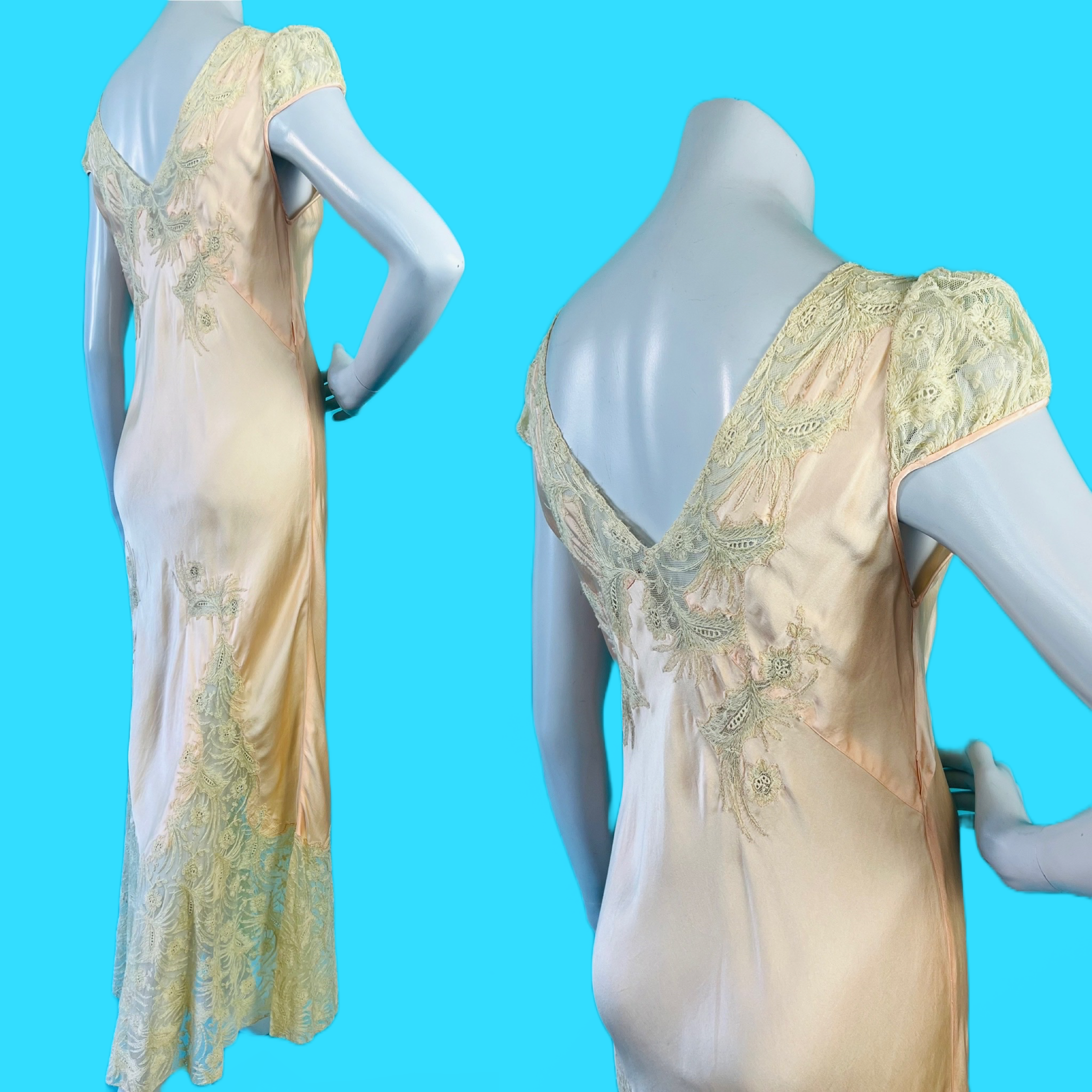 1940s Bias Cut Lace Pink Slip Dress — vintage 1940s dress in pink