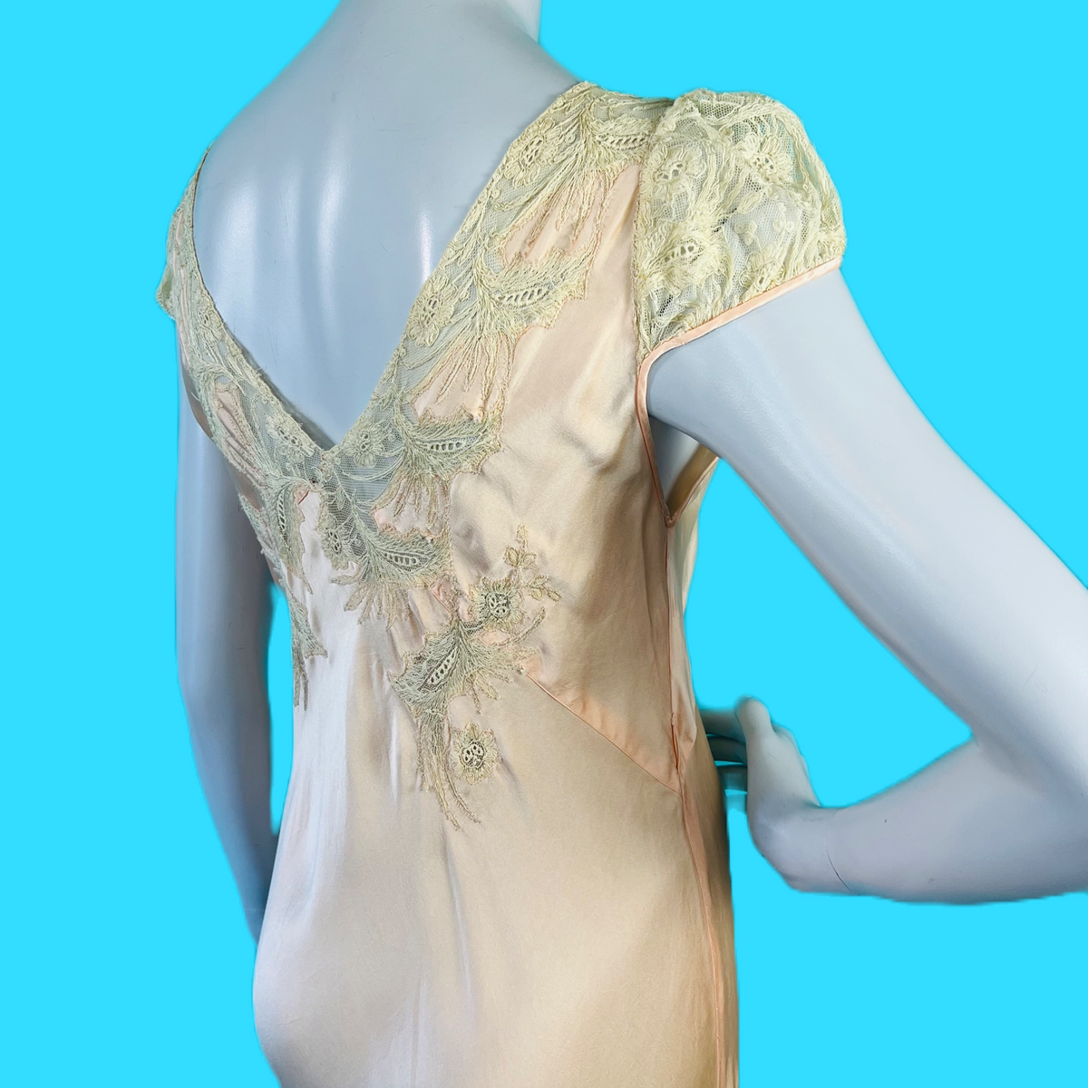 1940s Bias Cut Lace Pink Slip Dress — vintage 1940s dress in pink
