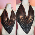 Ferrara Ombré Copper Gunmetal Mesh Halter Top — vintage Ferrara top in silver, brown