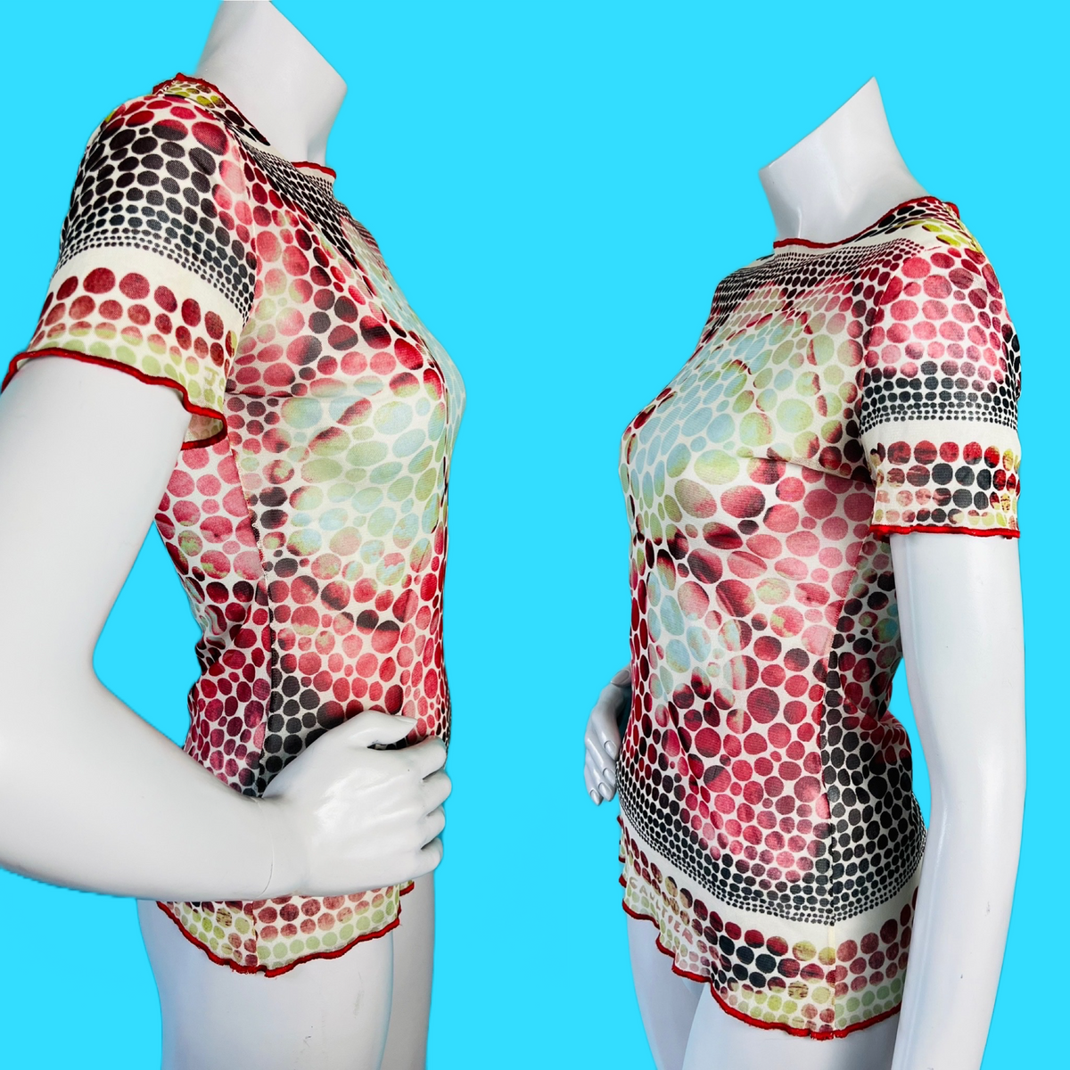 Jean Paul Gaultier FEMME Psychedelic Mesh Top — vintage 1960s Jean Paul Gaultier top in multicolour