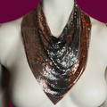 Ferrara Cowl Necklace in Copper and Gunmetal Mesh w Swarovski Crystals — vintage Ferrara jewellery in silver, brown