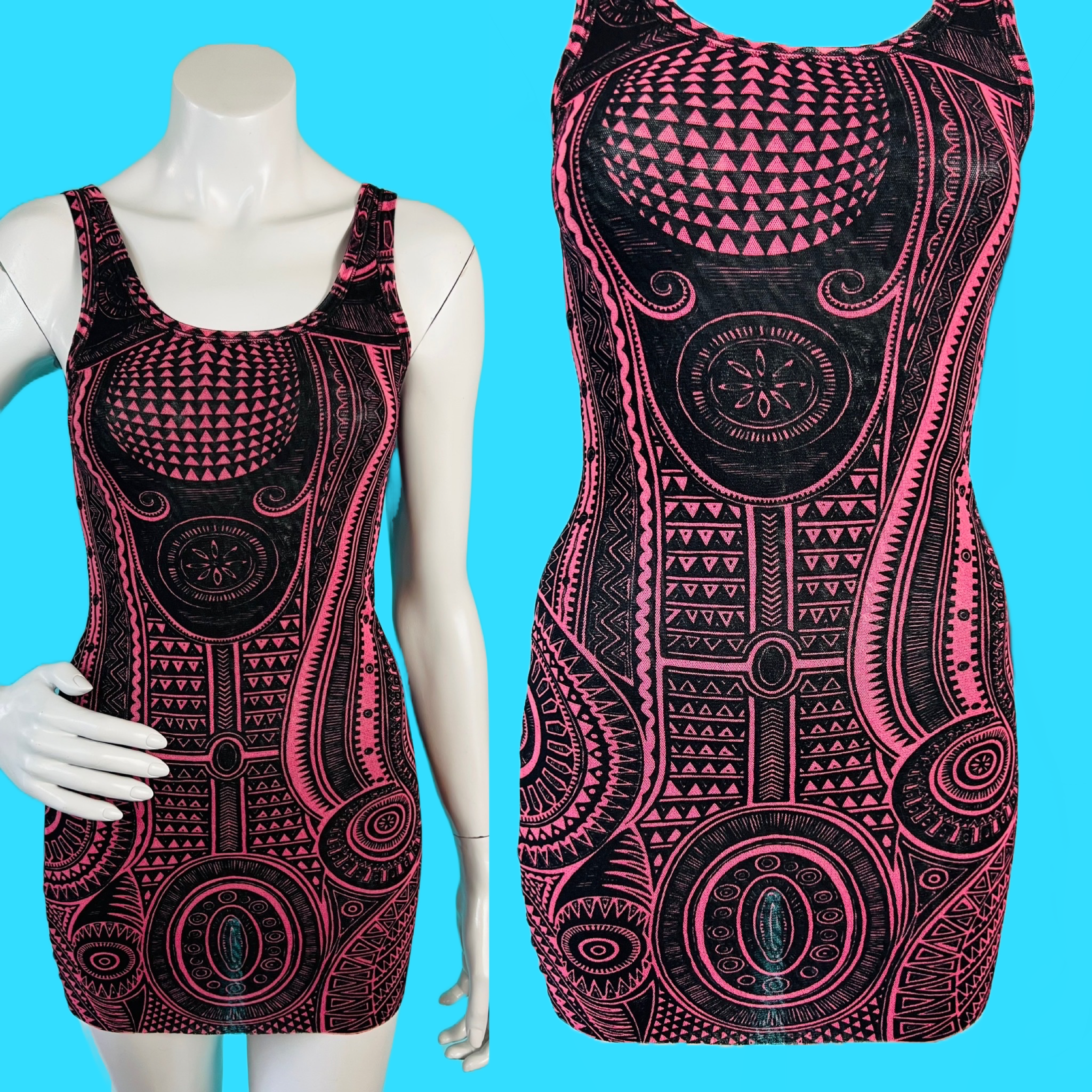 Jean Paul Gaultier Soleil 90s Tank Top/Dress — vintage 1990s Jean Paul Gaultier dress in black, red