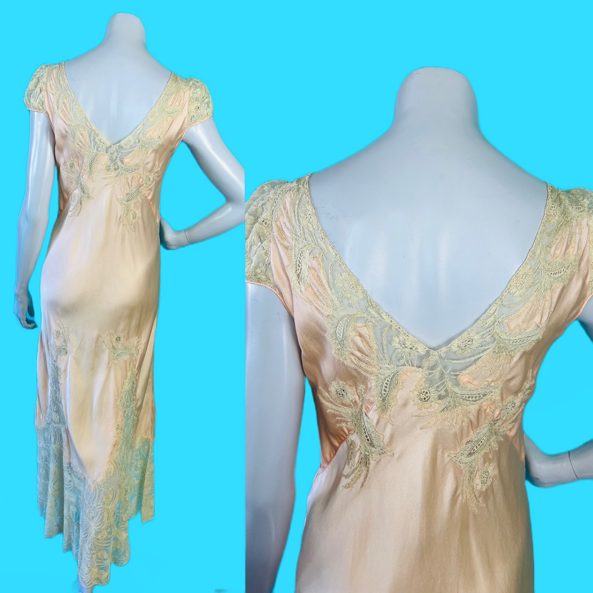 1940s Bias Cut Lace Pink Slip Dress — vintage 1940s dress in pink