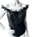 Nicole Bakti Black Satin Butterfly Appliqué Corset Top — vintage 2000s Nicole Bakti top in black
