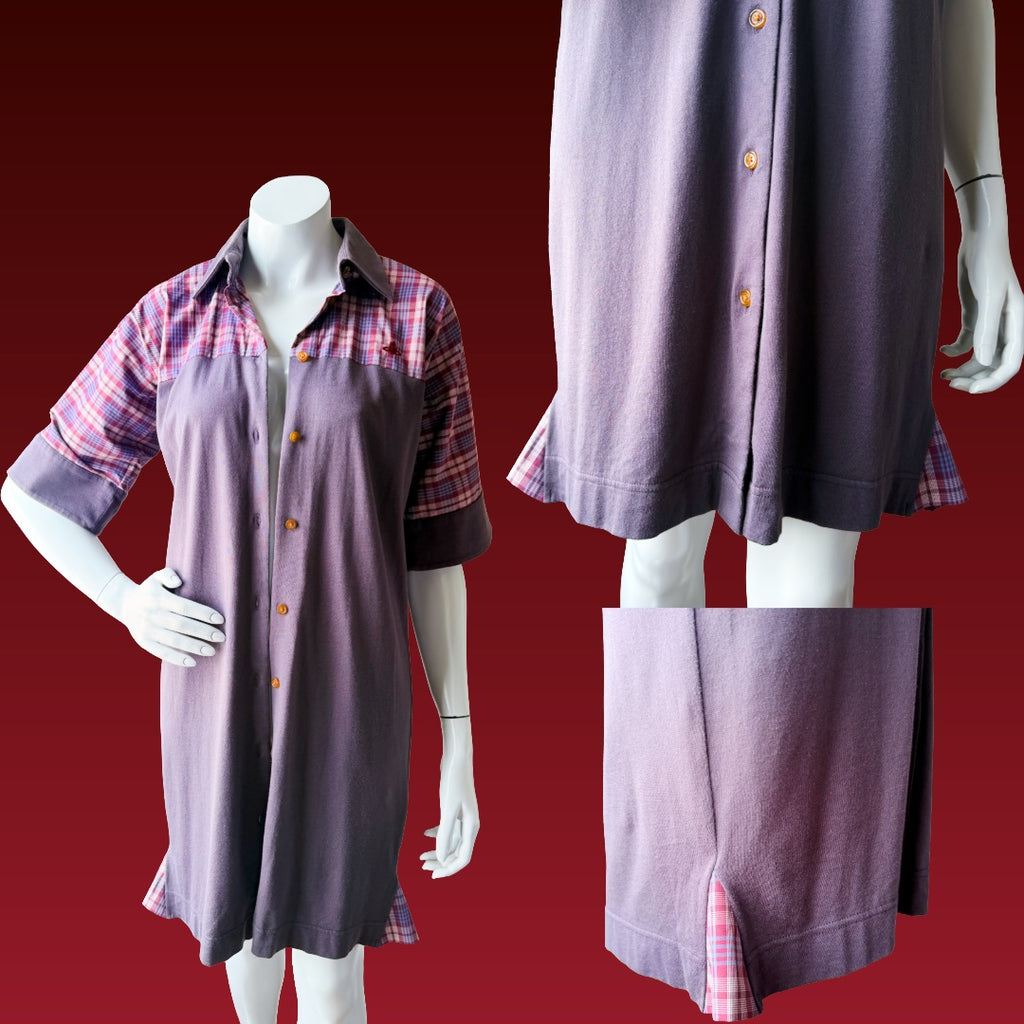 Vivienne Westwood Red Label Button Up Dress/Duster — vintage 2000s Vivienne Westwood dress in grey, purple, red