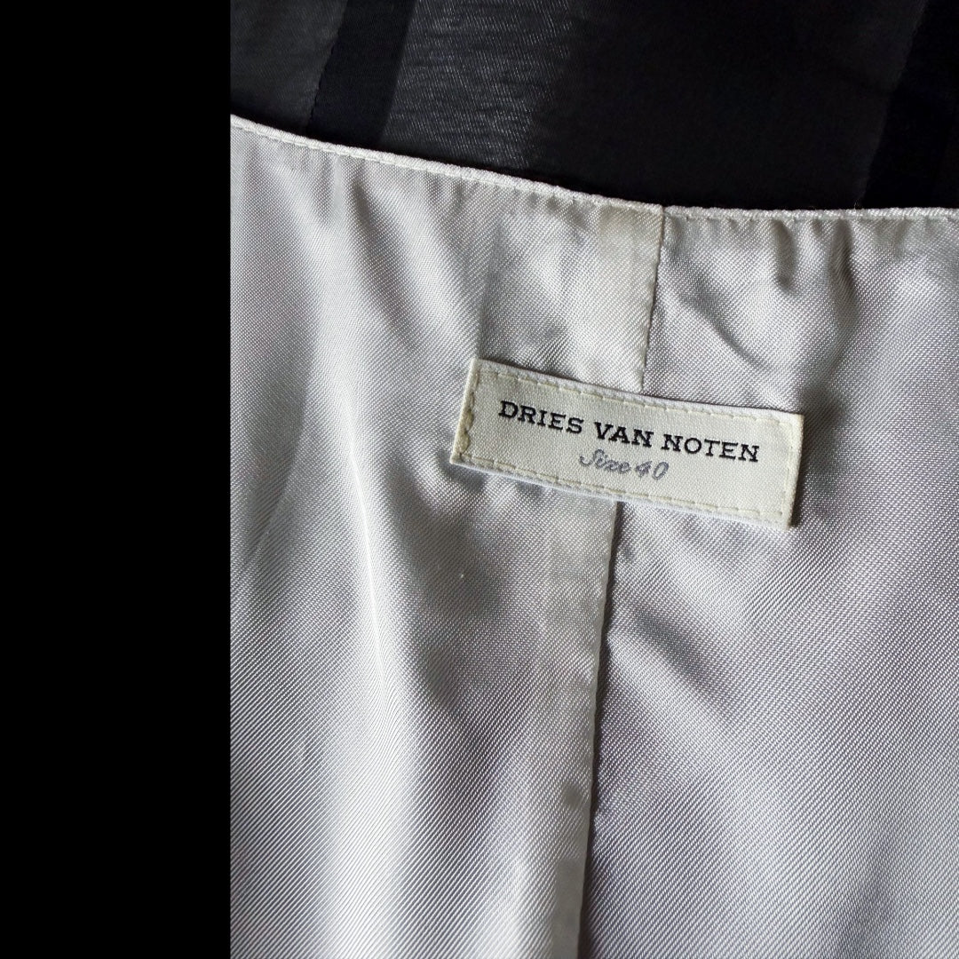 2000s Dries Van Noten Black Cotton-Linen Draped Sleeveless Top — vintage 2000s Dries Van Noten top in black