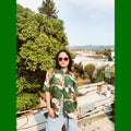 Empress Signature Silk Royal Goddess Print Button Up Shirt. Sold in excellent condition at Empress Vintage in Berkeley, CA.