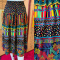 Colorful Wild Print Rayon High Waisted Skirt — vintage bottoms