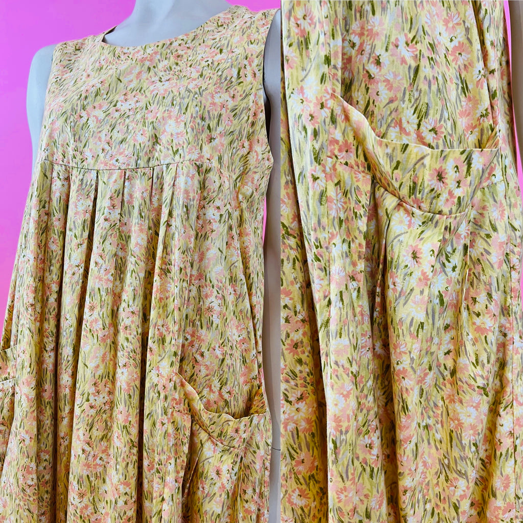 Laura Ashley Pink & Yellow Floral Button Up Maxi Dress — vintage Laura Ashley dress in pink, yellow