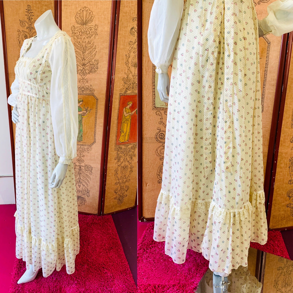 Poet Sleeve GUNNE SAX Romantic Lace Detailed Maxi Dress — vintage Gunne Sax dress