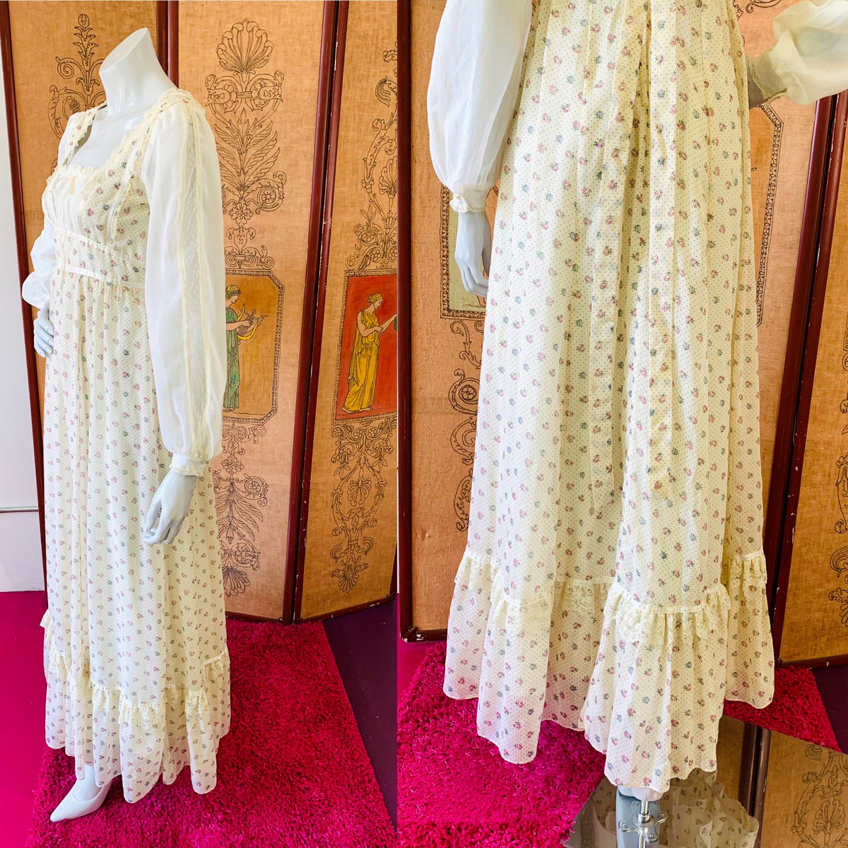 Poet Sleeve GUNNE SAX Romantic Lace Detailed Maxi Dress — vintage Gunne Sax dress