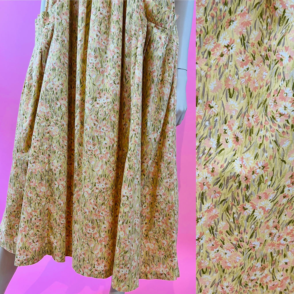 Laura Ashley Pink & Yellow Floral Button Up Maxi Dress — vintage Laura Ashley dress in pink, yellow