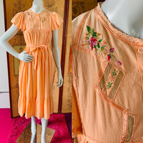 Boho hippie Indian cotton dream dress available now at Empress Vintage.