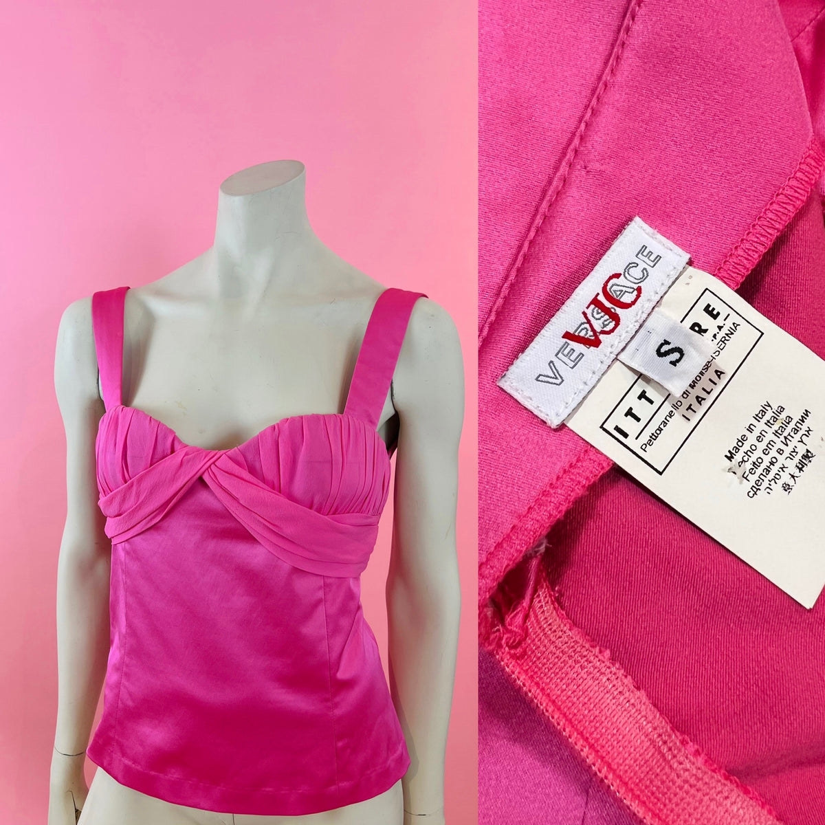 Versace VJC Pink Bustier Tank Top — vintage Versace top in pink
