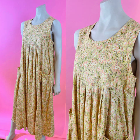 Laura Ashley Pink & Yellow Floral Button Up Maxi Dress