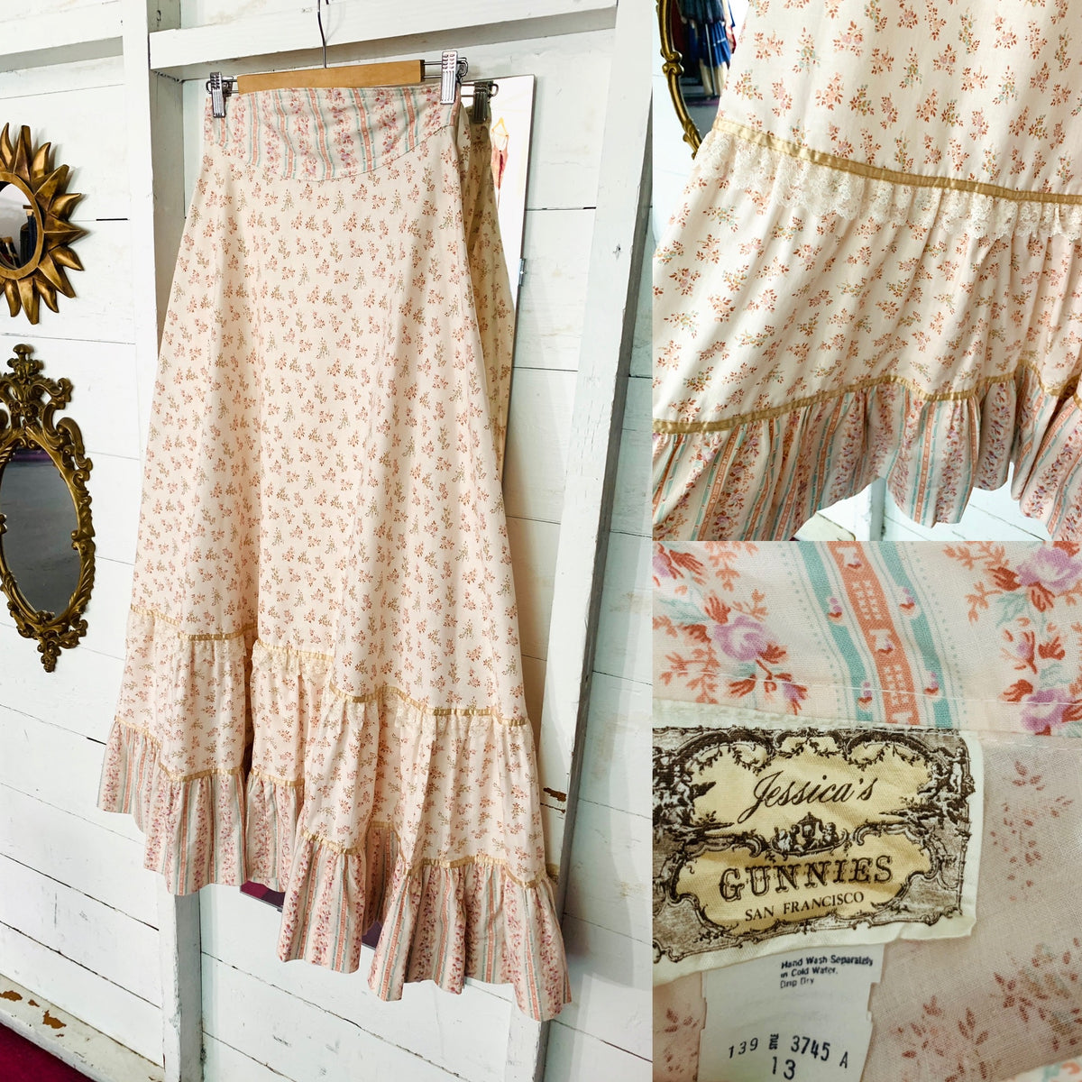 Gunne Sax 70s Cotton Maxi Skirt — vintage 1970s Gunne Sax bottoms in ivory