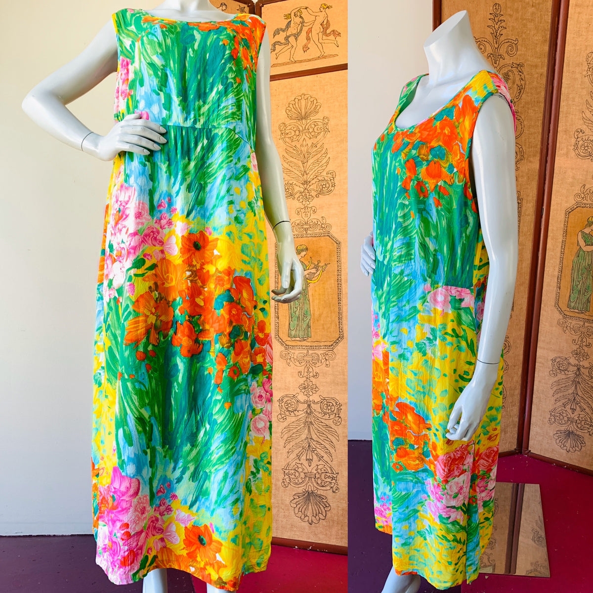 Super fun 80s 90s Jam's World vintage maxi dress.