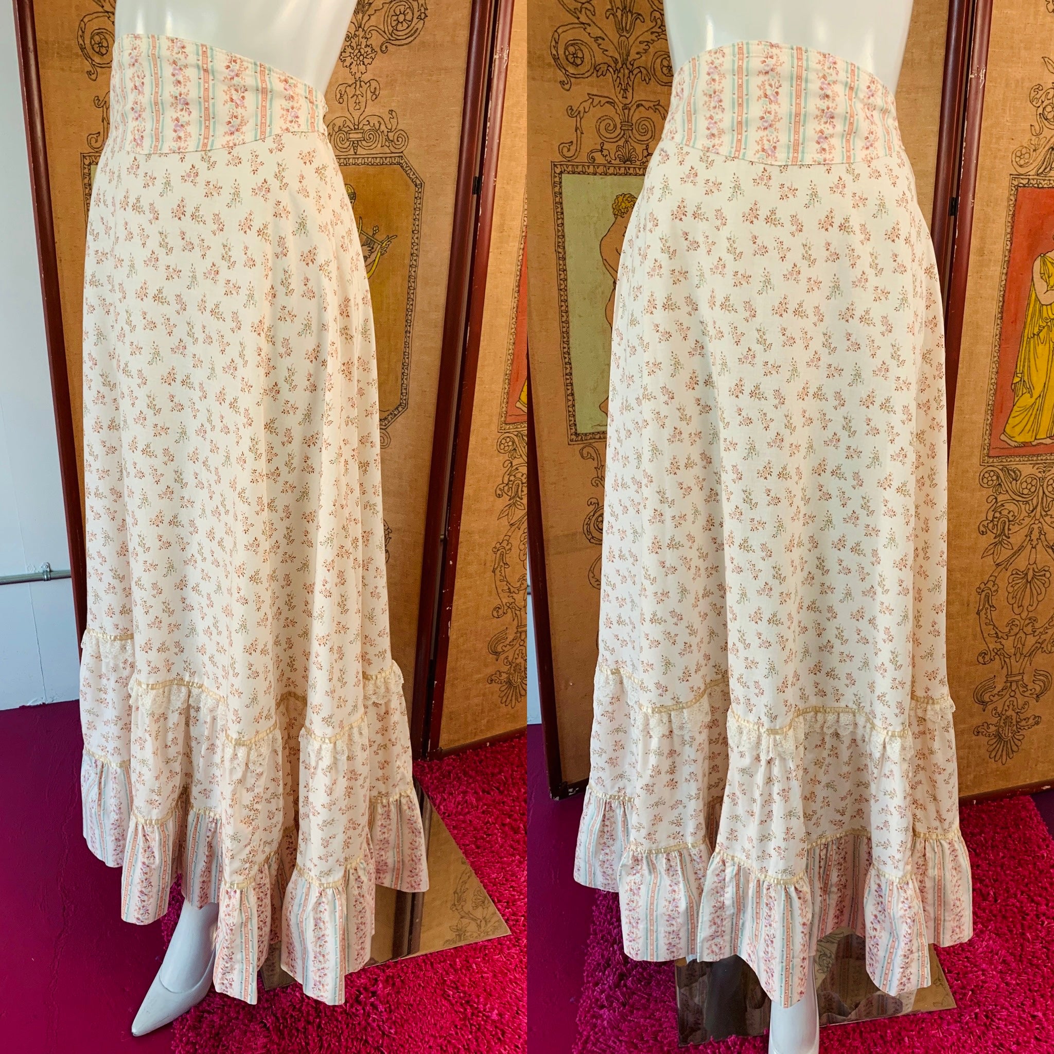 Gunne Sax 70s Cotton Maxi Skirt — vintage 1970s Gunne Sax bottoms in ivory