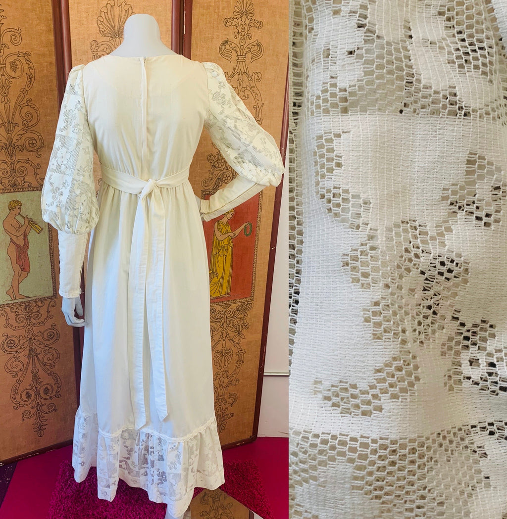Poet Sleeve Gunne Sax Lace Detailed Maxi Dress — vintage Gunne Sax dress