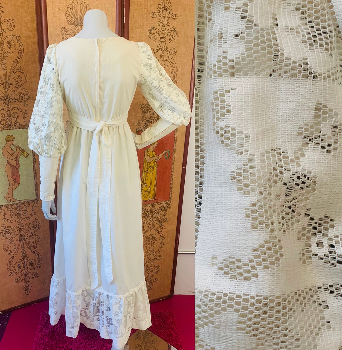 Poet Sleeve Gunne Sax Lace Detailed Maxi Dress — vintage Gunne Sax dress