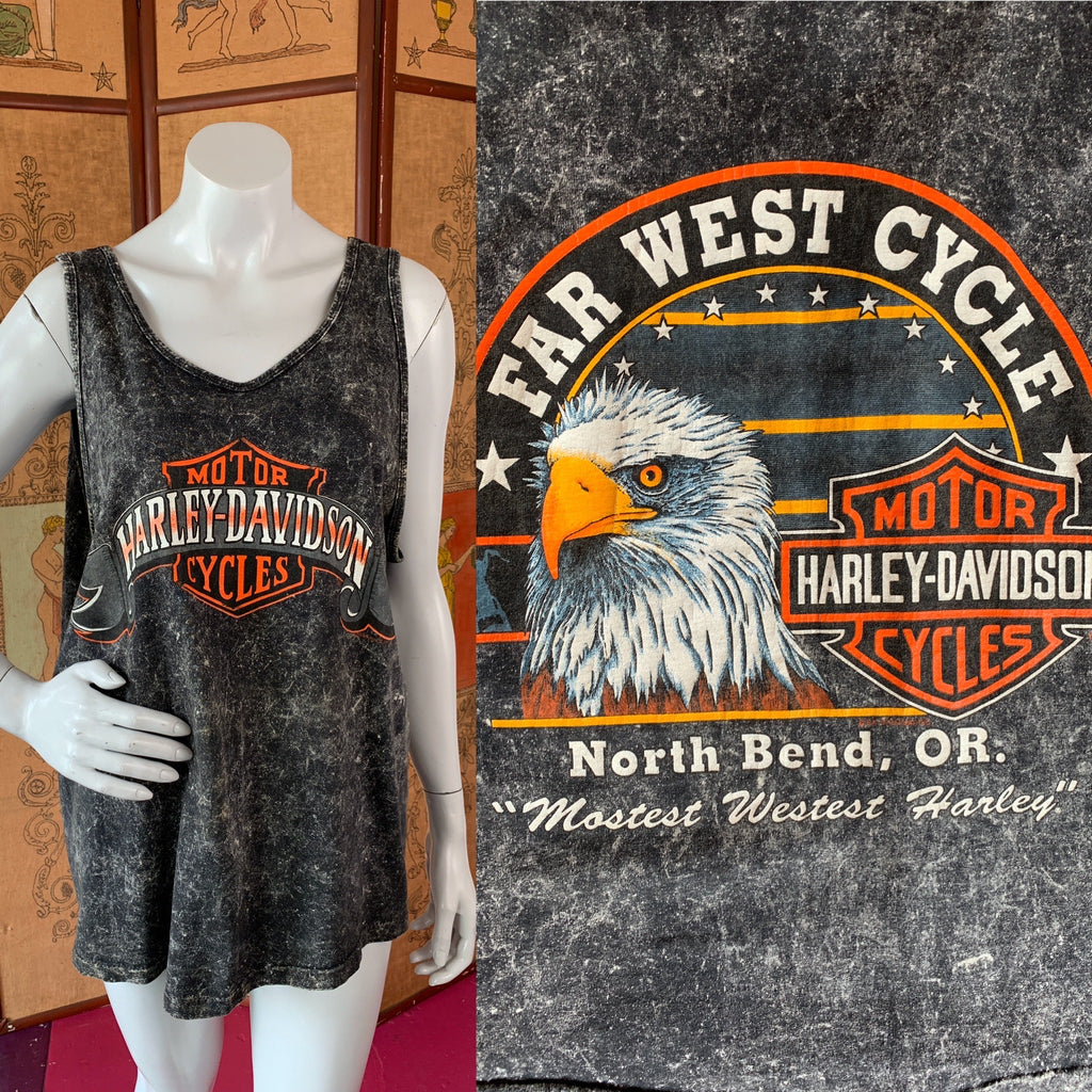 1980s Harley Davidson Unisex Acid Wash Tank Top Tee — vintage 1980s Harley Davidson top